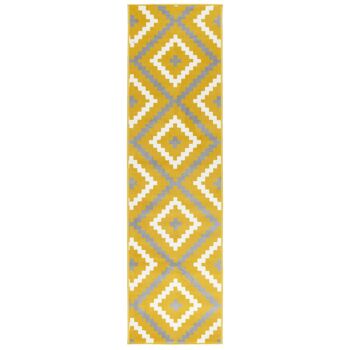 Tapis d'escalier / tapis de cuisine en carreaux géométriques jaunes et gris - Texas (tailles personnalisées disponibles) - 60 cm x longueur - pi (personnalisé) 2