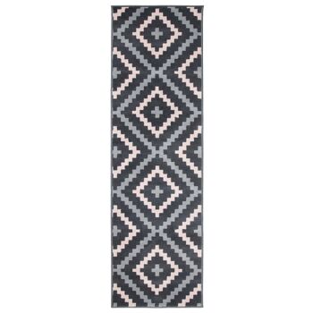 Tapis d'escalier / tapis de cuisine en carreaux géométriques roses et gris - Texas (tailles personnalisées disponibles) - 60x810CM (2'X27') 2