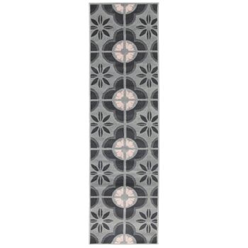 Tapis d'escalier / tapis de cuisine en carreaux floraux roses et gris - Texas (tailles personnalisées disponibles) - 60x450CM (2'X15') 2