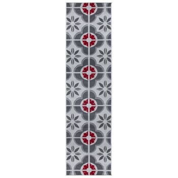 Tapis d'escalier / tapis de cuisine en carreaux floraux rouges et gris - Texas (tailles personnalisées disponibles) - 60x600CM (2'X20') 2
