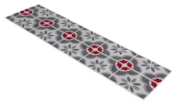 Tapis d'escalier / tapis de cuisine en carreaux floraux rouges et gris - Texas (tailles personnalisées disponibles) - 60x600CM (2'X20') 3