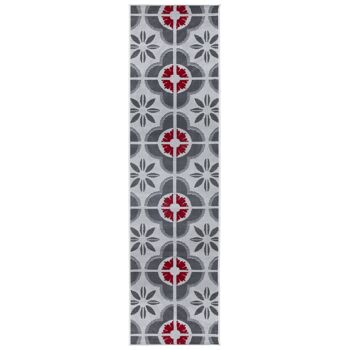 Tapis d'escalier / tapis de cuisine en carreaux floraux rouges et gris - Texas (tailles personnalisées disponibles) - 60x810CM (2'X27') 2