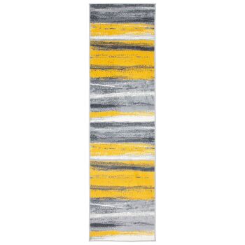 Tapis d'escalier / tapis de cuisine aux lignes abstraites jaunes, grises et blanches - Texas (tailles personnalisées disponibles) - 60x120CM (2'X4') 2