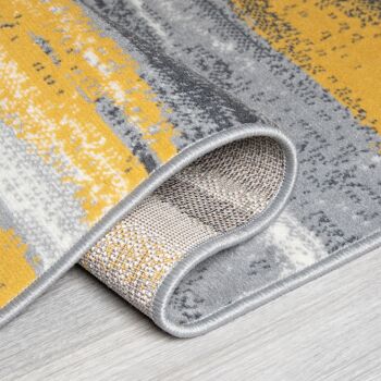 Tapis d'escalier / tapis de cuisine de lignes abstraites jaunes, grises et blanches - Texas (tailles personnalisées disponibles) - 60x720CM (2'X24') 6