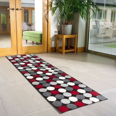 Red & Grey Spots Stair Runner / Kitchen Mat - Texas (Custom Sizes Available) - 60x900CM (2'X30')