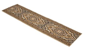 Tapis d'escalier / tapis de cuisine médaillon traditionnel beige - Texas (tailles personnalisées disponibles) - 60x720CM (2'X24') 3