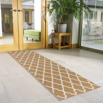 Beige Trellis Stair Runner / Kitchen Mat - Texas (Custom Sizes Available) - 60x120CM (2'X4')