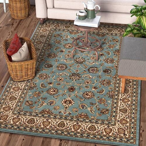 Blue Traditional Floral Rug - Virginia - 160x230cm (5'4"x7'8")