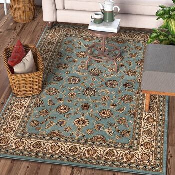 Tapis Floral Traditionnel Bleu - Virginia - 200x290cm (6'8"x9'7") 1