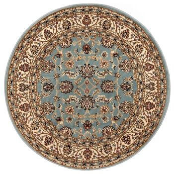 Tapis Floral Traditionnel Bleu - Virginia - Circulaire 120cm 7