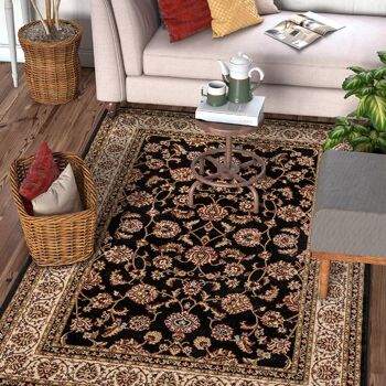 Tapis Floral Traditionnel Noir - Virginia - 160x230cm (5'4"x7'8") 1