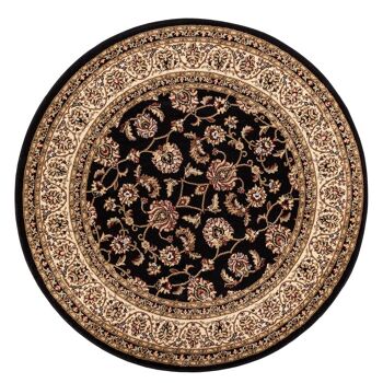Tapis Floral Traditionnel Noir - Virginia - Circulaire 150cm 5