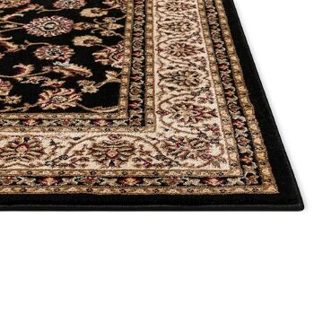 Tapis Floral Traditionnel Noir - Virginia - Circulaire 150cm 8