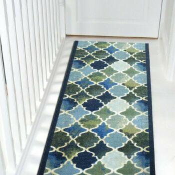 Tapis d'escalier bleu / tapis de cuisine - Anejo (tailles personnalisées disponibles) - 2'2"x3'FT (66x91cm) 3