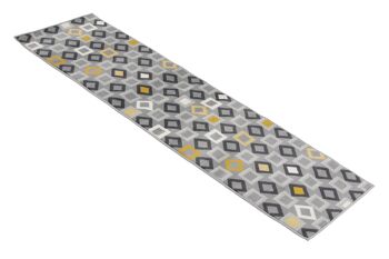 Tapis d'escalier / tapis de cuisine de formes géométriques or, gris et blanc - Texas (tailles personnalisées disponibles) - 60x300CM (2'X10') 3