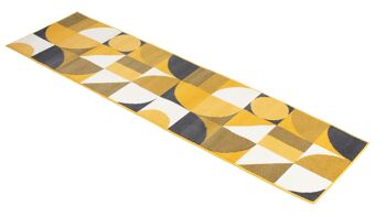 Tapis d'escalier / tapis de cuisine de Style Art déco moutarde, bleu marine et blanc - Texas (tailles personnalisées disponibles) - 60x360CM (2'X12') 3