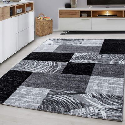 Black Faded Abstract Checked Rug - Parma
