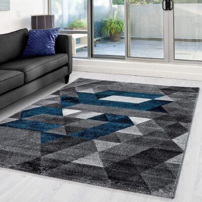 Teal Abstract Prism Rug - Lima