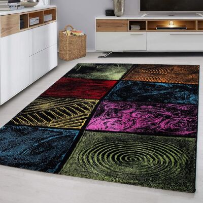 Multicolour Checked Abstract Rug - Lima