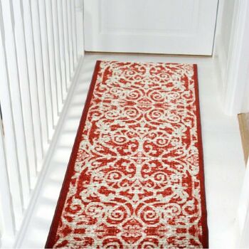 Tapis d'escalier rouge / tapis de cuisine - en filigrane (tailles personnalisées disponibles) - 66 cm x longueur - pi (personnalisé) 3