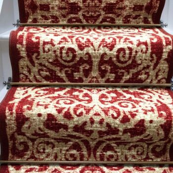 Tapis d'escalier rouge / tapis de cuisine - en filigrane (tailles personnalisées disponibles) - 66 cm x longueur - pi (personnalisé) 4