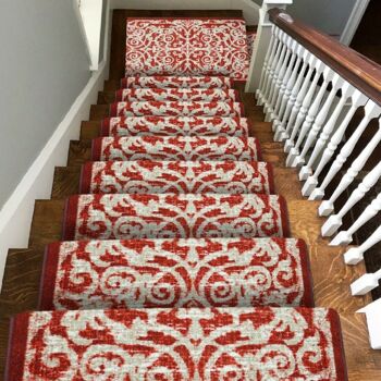 Tapis d'escalier rouge / tapis de cuisine - en filigrane (tailles personnalisées disponibles) - 66 cm x longueur - pi (personnalisé) 5