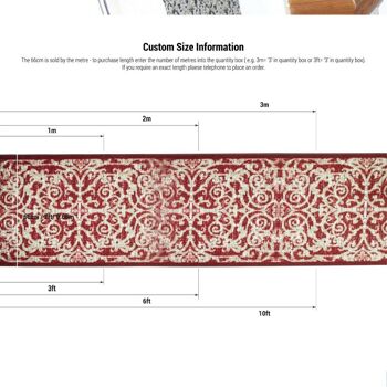 Tapis d'escalier rouge / tapis de cuisine - en filigrane (tailles personnalisées disponibles) - 66 cm x longueur - pi (personnalisé) 7