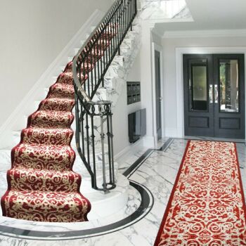 Tapis d'escalier rouge / tapis de cuisine - en filigrane (tailles personnalisées disponibles) - 2'2"x10'FT (66x305cm) 1