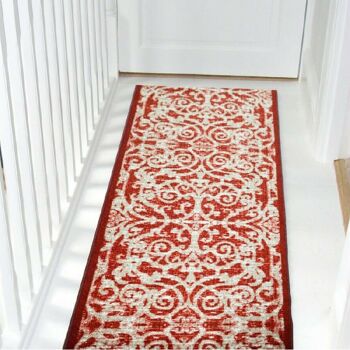 Tapis d'escalier rouge / tapis de cuisine - en filigrane (tailles personnalisées disponibles) - 2'2"x10'FT (66x305cm) 3