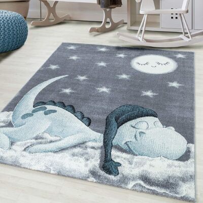 Blue Sleeping Dino Kids Rug - Bambi - 80x150cm