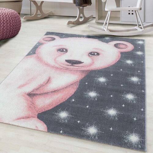 Pink Bear Kids Rug - Bambi - 120x120cm CIRCLE