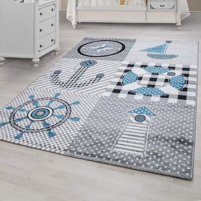 Grey and Blue Sailor Rug - Kids - 120x170cm