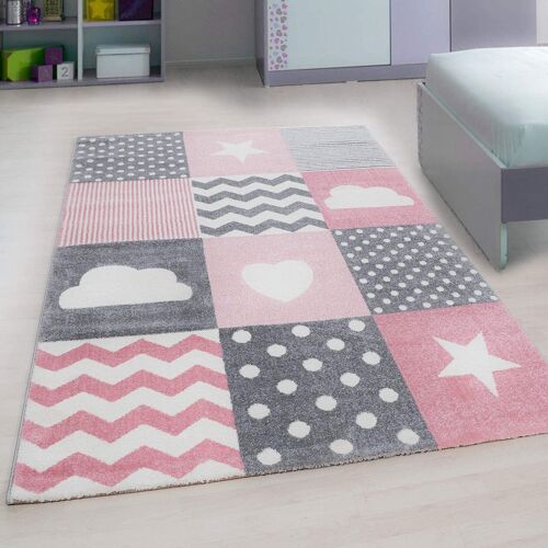 Pink Checked Rug - Kids - 160 CIRCLE