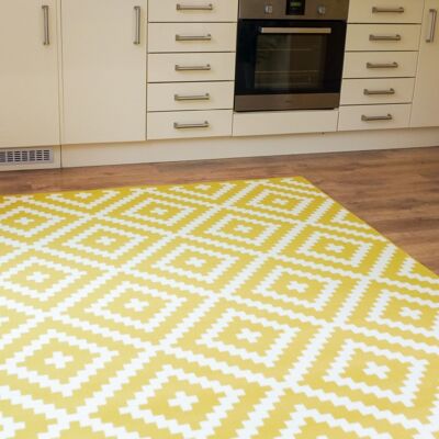 Yellow Geometric Diamond Rug - Texas - 60 x 110cm