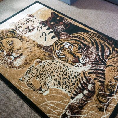 Brown Big Five Rug - Texas Animal Kingdom - 60 x 110cm