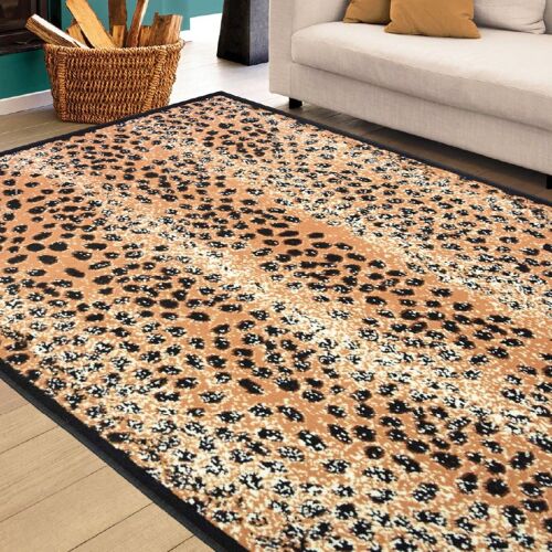 Brown Leopard Print Rug - Texas Animal Kingdom - 190 x 280cm