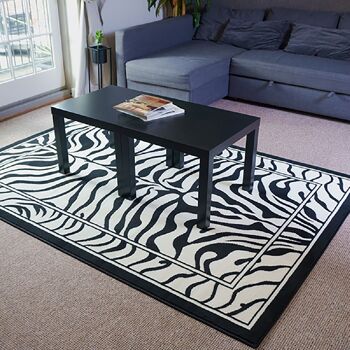 Tapis Imprimé Zèbre Noir et Blanc - Texas Animal Kingdom - 60 x 230cm 1