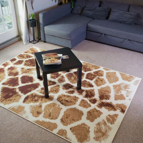 Brown Giraffe Print Rug - Texas Animal Kingdom - 60 x 230cm