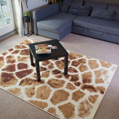 Brown Giraffe Print Rug - Texas Animal Kingdom - 60 x 230cm