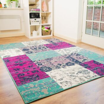 Patchwork Moderne Sarcelle - Texas - 80 x 150cm 1