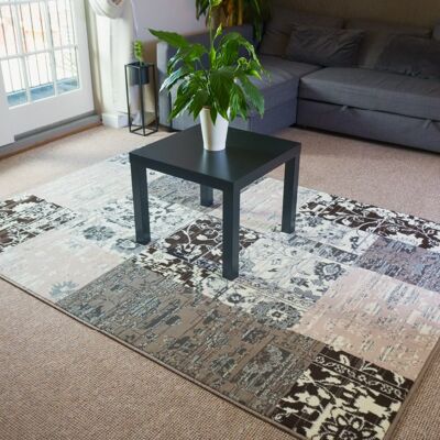 Grey Modern Faded Patchwork Rug - Texas - 60 x 110cm