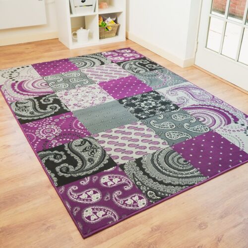 Purple Patchwork Rug - Texas - 160 x 230cm