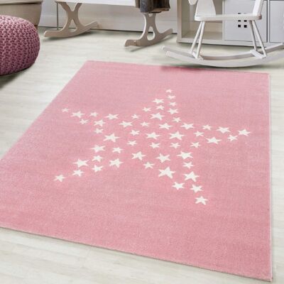 Pink Stars Kids Rug - Bambi - 160x160cm CIRCLE