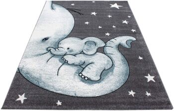Tapis Bébé Éléphant Bleu et Etoiles - Enfant - 80x150cm 2