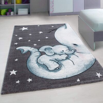 Blue Baby Elephant and Stars Rug - Kids - 120x170cm