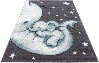 Tapis Bleu Bébé Éléphant et Étoiles - Enfant - 120x170cm 2