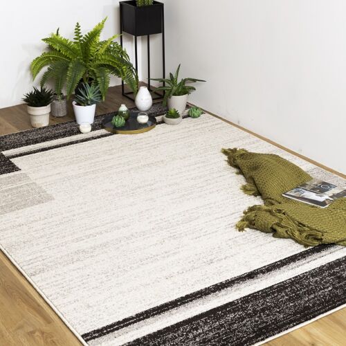 Brown and Ivory Abstract Boxed Rug - Cosi - 120 x 170cm (4’ x 5’6”)