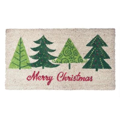 Beige Tree Xmas Coir Mat