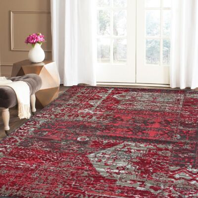 Red Vintage Patchwork Rug - Texas - 60x225cm (2'x7'3")