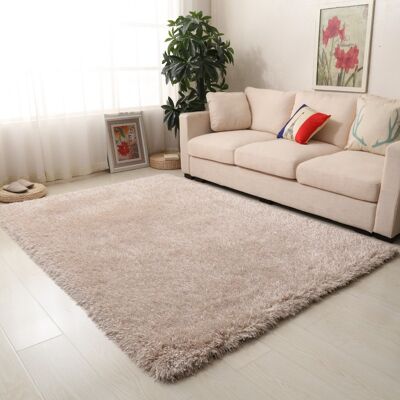 Beige Solid Shaggy Rug - Luxe Glimmer - 120x170cm (4'x5'8")